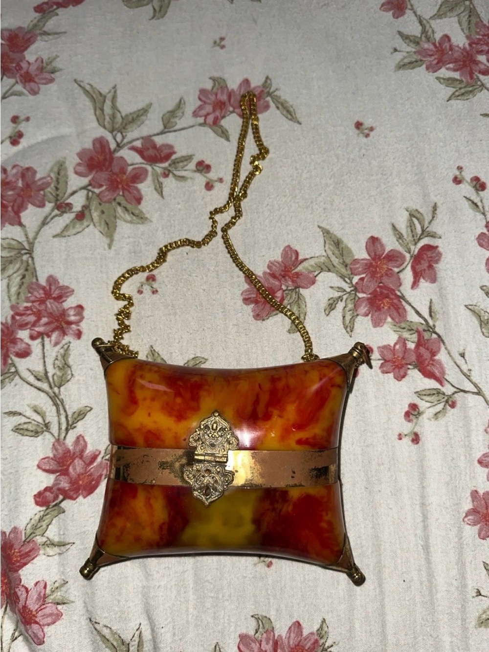 Yellow Gaba Pillow Design Vintage Style Resin Clutch Purse